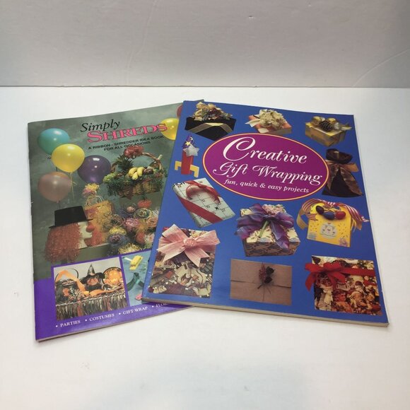 Vintage 2 Book Set Creative Gift Wrapping Fun Easy Simply Shreds Ribbon Shredder - Picture 1 of 16